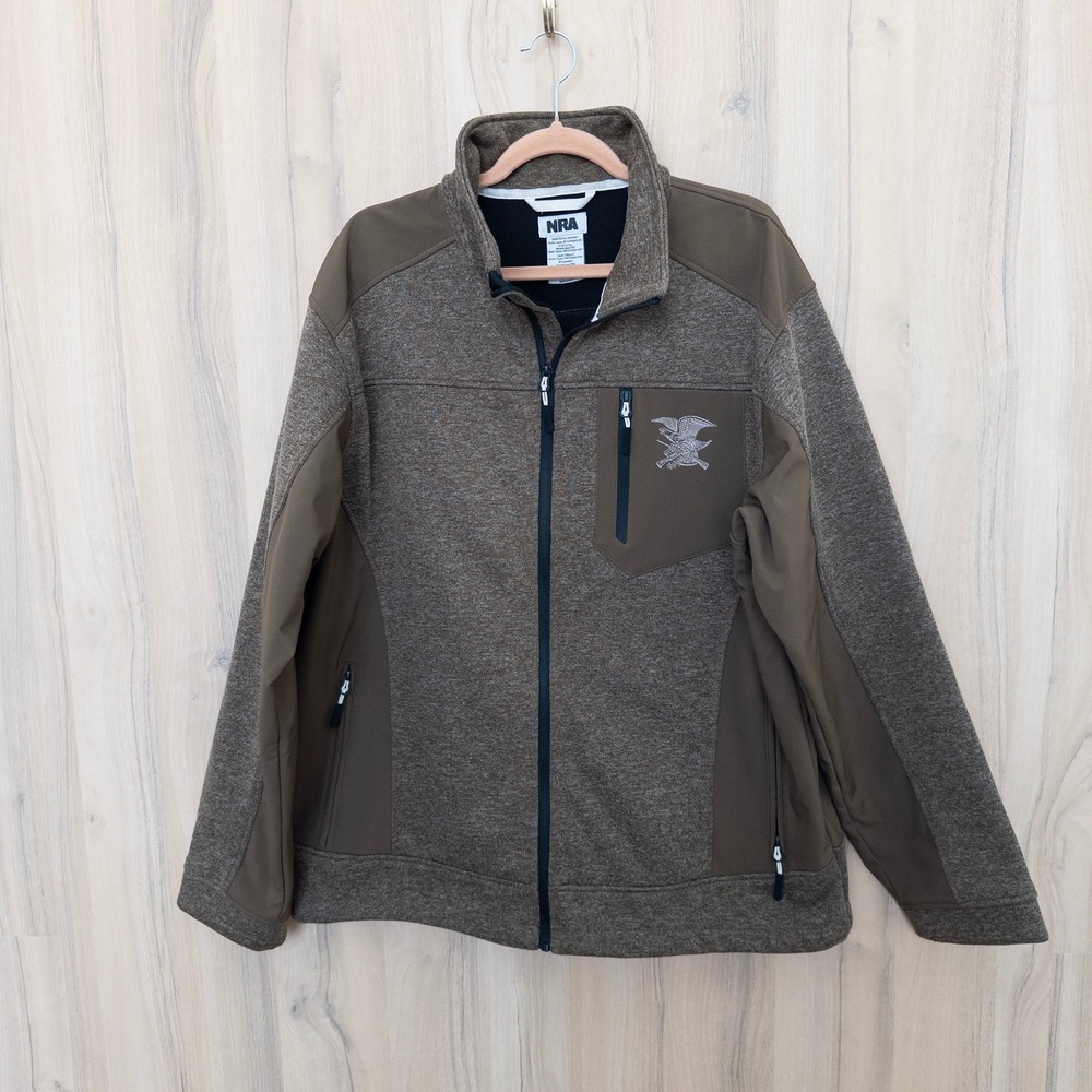 NRA Dakota Ridge Performance Jacket XL Brown Fleece Tactical Softshell Utility
